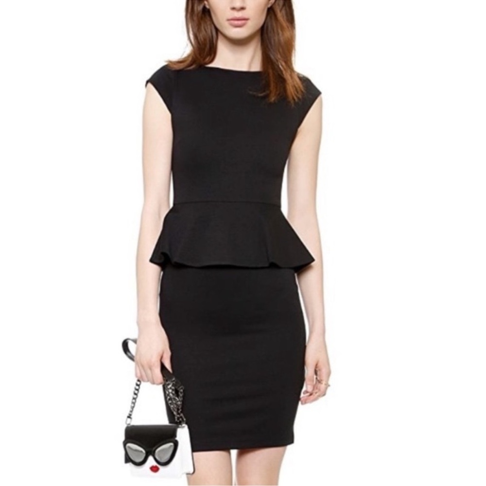 Alice + Olivia Black Peplum Mini Dress